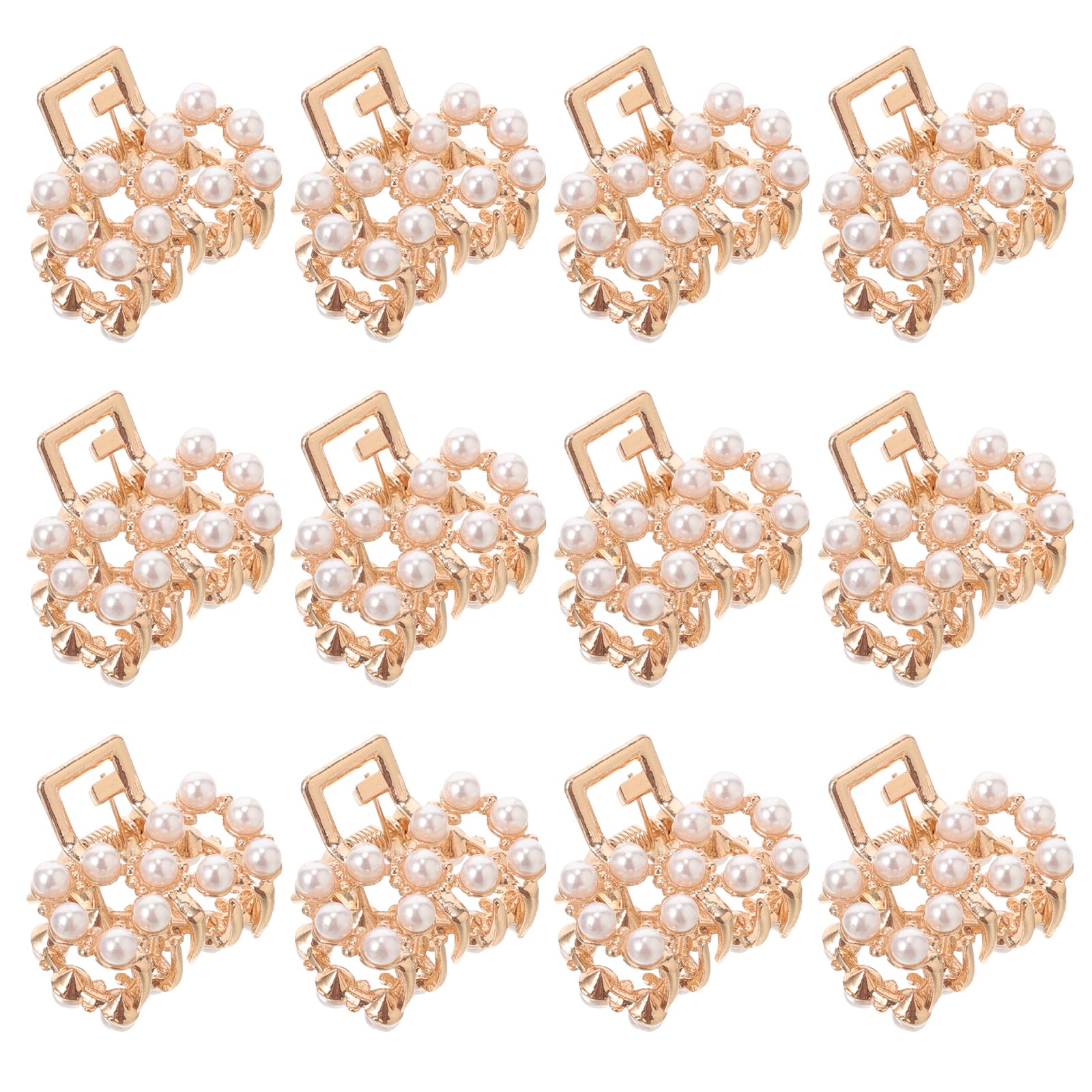 FRCOLOR Pearl Hairpin 12pcs mini hair jaw clips for women Rhinestone Claw Hair Clip decorative hair barrettes bridal jewellery hair jaw clamp s small wedding headband crystal bride Pretty