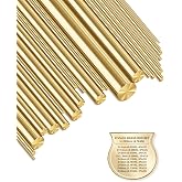 LRVOJUY 27 PCS Solid Brass Rods Assortment &ndash; 9 Sizes (1mm&ndash;8mm Diameter), 120mm Length, Polished Brass Round Bar for Knife Handles Pins, DIY, Crafting, Model Making, Lathe Projects