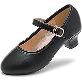 Dufannie Girls Dress Shoes Low Heel Princess Flats Mary Jane Flower Wedding Party Glitter Shoes for Kids Toddler