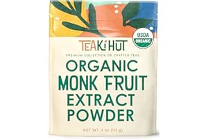 TEAKI HUT Organic Pure Monk Fruit Sweetener, No Erythritol 4oz, 100% Monk Fruit Extract Organic Powder for Keto and Paleo Diet, No Aftertaste, Zero Calories, Zero Carbs, Pure Monk Fruit Powder, 322 Servings