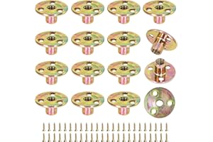 FoDau770 3/8"-16 Brad Hole T-Nut with Screws, Zinc Plated Carbon Steel 3-Hole T-Nuts, Insert Female Thread Mounting Fastener for Wood Furniture and DIY Project - 16 Set (64 Pieces)