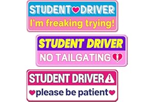 EALPVIS Student Driver Magnet for Car: Funny Animal Be Patient Bumper Sticker for Teen New Rookie Novice Driver - Reflective Weather-Resistant Safety Warning Signs for Metal Vehicle Surface