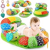 ARANEE 2-in-1 Tummy Time Mat & Seated Support Pillow Baby Toys 6-12 Months, Baby Tummy Time Toys Sit Me Up Floor Seat for Newborns and Older Babies, with Detachable Support Pillow and Toys
