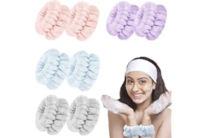 QEEGO 8 Pcs Wrist Towels for Washing Face Microfiber Band Towel Absorbent Wristbands Wrist Sweatband for Girls & Women,Prevent Liquid from Spilling Down Your Arms