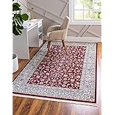 Unique Loom Narenj Collection Area Rug - Leeds (5' 1" x 8' Rectangle, Burgundy/ Beige)