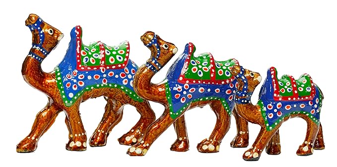 DreamKraft Handcrafted Set of 3 Showpiece Camel for Decoration and Gift Purpose (10X10CM,9X 9CM,8X 8CM)
