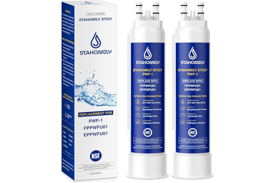 STAHOMILY PWF-1 Water Filter Replacement for Frigidaire FPPWFU01 Water Filter, PurePour PWF-1, PurePour FPPWFU01, EPPWFU01 Water Filter, 2 Pack
