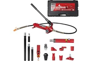 MAXORITY 4 Ton (8800 lbs Capacity) Porta Power Jack Hydraulic Ram Auto Body Frame Collision Repair Kit Set, 16-Pcs, with Blow Mold Carrying Case for Cars, Trucks, SUVs & More