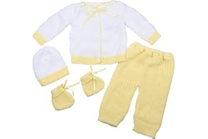 FLVFF BABY Crochet Outfit Set Newborn Clothe Boys Girls Warm Winter Beautiful Clothing 4 Pieces