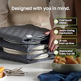 VonShef Electric Plate Warmer 12 Dinner Plate Heater 73°C Folding Compact Grey view 2