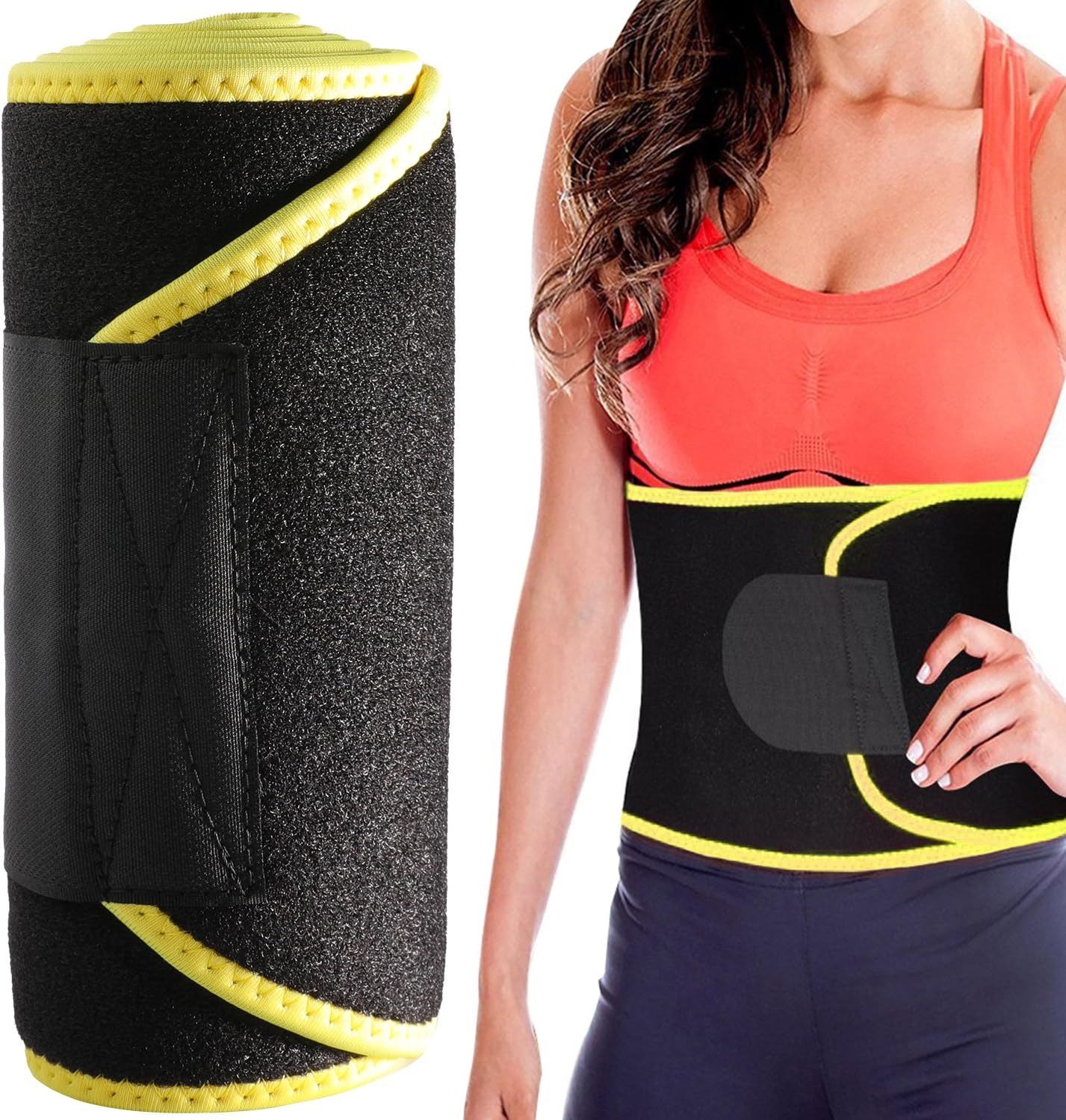 COOLYOUTH Waist Trainer, Exercise Band Abdominal Sweat Wrap Adjustable, Loss Weight Fat Burn Cincher Belt, Slim Body-Shape Belly Band, Back Brace and Lumbar Support in Workout