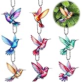 GyovinnJuwanua 2D Bird Acrylic Hanging Ornament - 8Pcs Flying Birds Christmas Tree Ornaments, Xmas Tree Ceiling Pendants with Lanyard Rearview Mirror Window Charms Gift for Men Women (Hummingbird 1)
