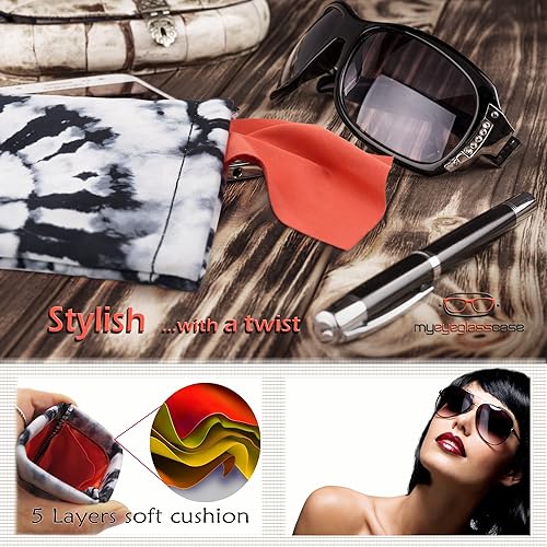 MyEyeglassCase Large soft Sunglasses Case Squeeze Top pouch with