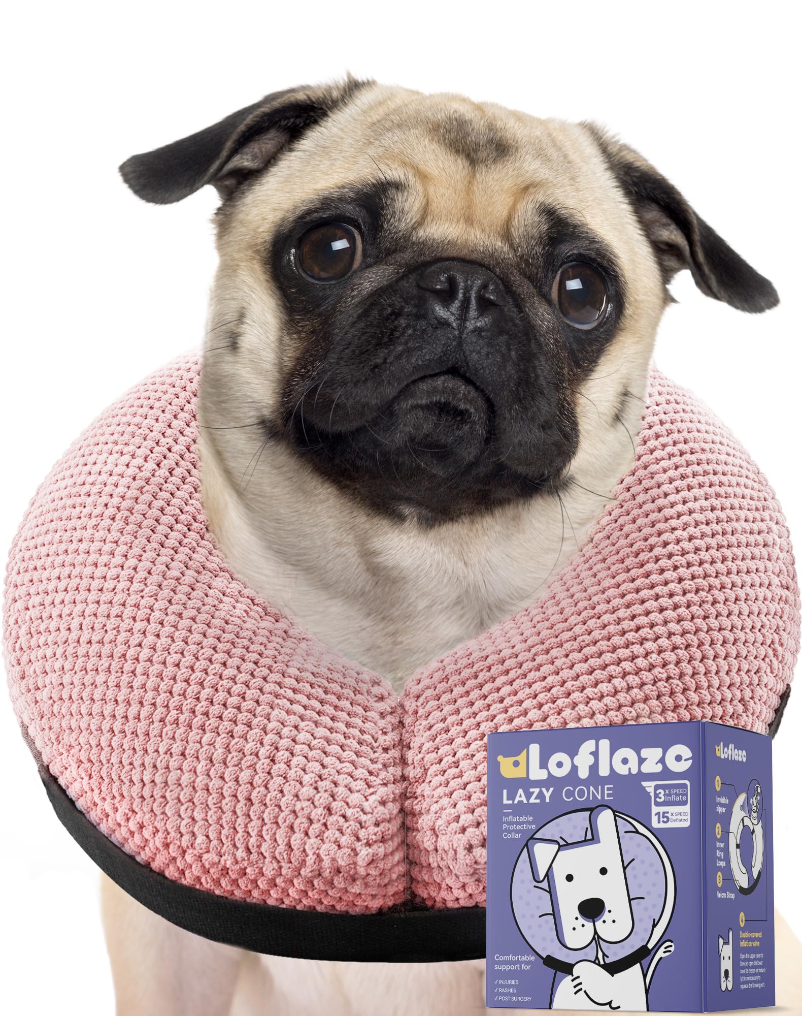 Photo 1 of Loflaze Soft Inflatable Dog Cone Collar for Large Medium Small Dogs Cats After Surgery - Neck Donut, E Collar Alternative for Recovery