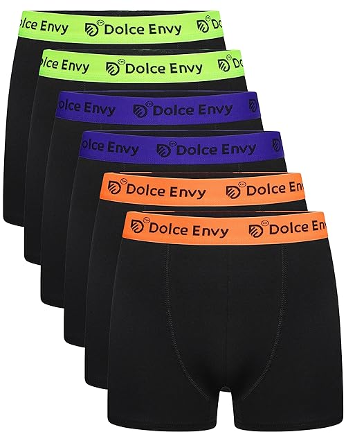 DOLCE ENVY 6 Pack Men's Boxers Shorts Assorted Colour Soft Cotton Elevate Your Underwear Collection with Premium Comfort Trunks (UK, Alpha, M, Regular, Regular, 2 GREEN, 2 PURPLE, 2 ORANGE)