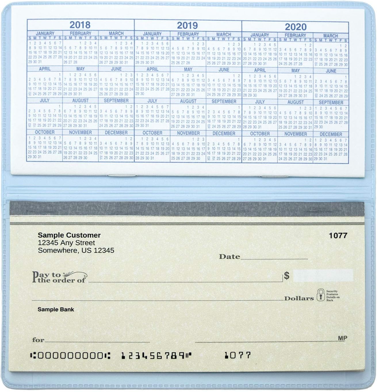 Baby Blue Vinyl Checkbook Cover, Top Tear Personal Vinyl Checkbook Cover