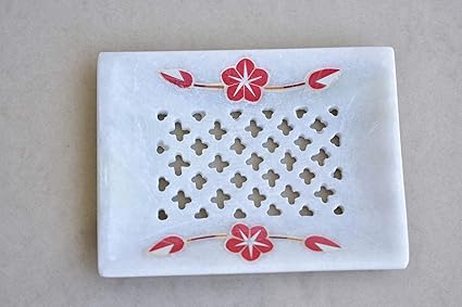 Kunhar Natural Marble Soap Dish for Bathroom/Marble Soap Dish for Bath Tub/Marble Soap Dish for Wash Basin Beautifully Crafted Bathroom Accessory