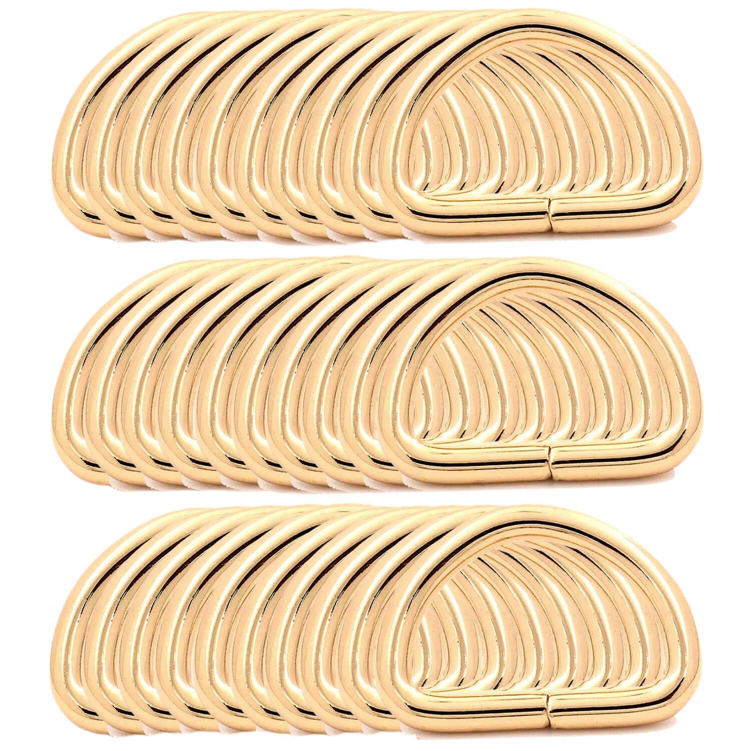 BIKICOCO Metal D-Rings Buckle, 1 Inch Non-Welded for Webbing Sewing DIY - Light Gold - Pack of 30