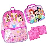 Disney Princess 16” Backpack for Girls 5 Piece School Lunch Box Set