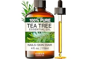 KUKKA ESSENTIAL OILS KUKKA Tea Tree Essential Oils - 4 Fl Oz - for Hair, Skin, Diffuser, Aromatherapy & DIY Soap Making Scent