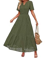 ZESICA Women's 2025 Summer Short Sleeve Maxi Dress