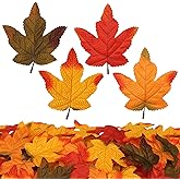 60PCS 4Kinds Fall Artificial Maple Leaves Large Size Autumn Leaf Faux Fall Maple Leaves Thanksgiving Autumn Leaf Home Office