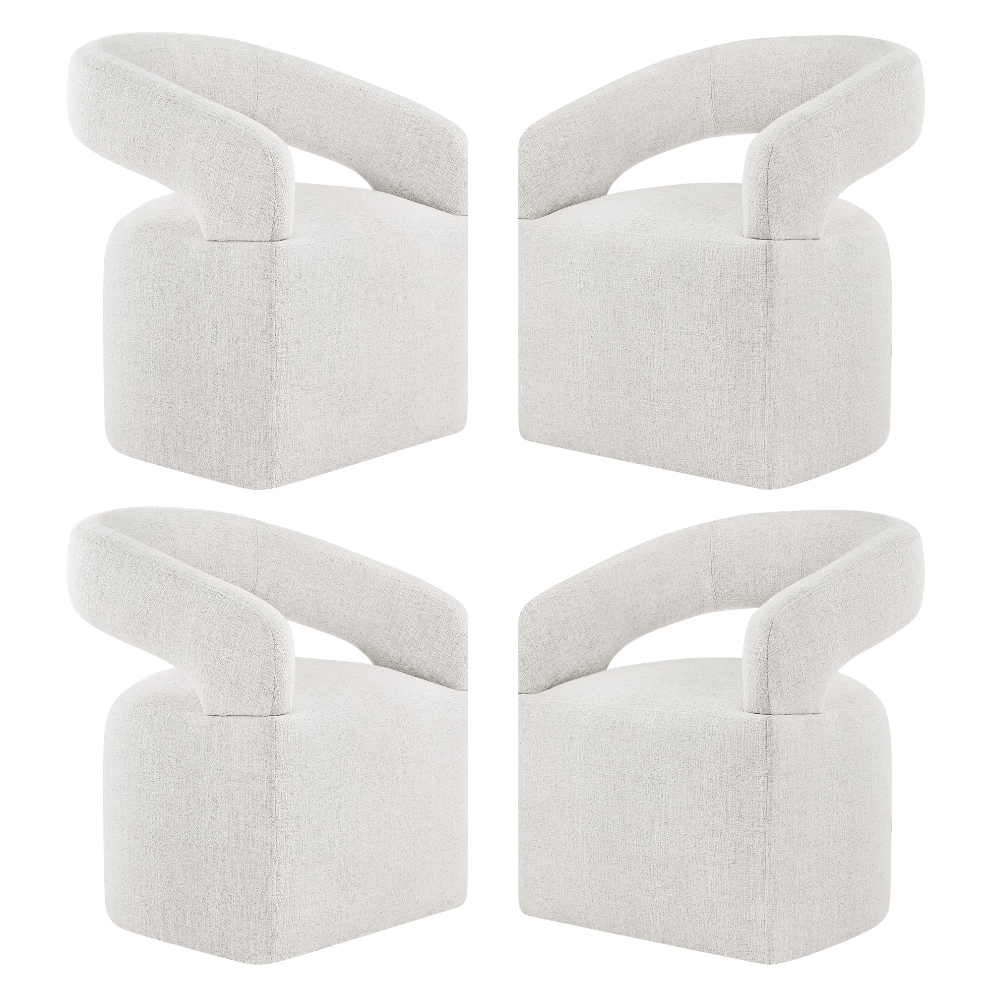 View 1 of *** ONE CHAIR ONLY ***KISLOT Upholstered Dining Chairs with Casters, Modern Barrel Side Armchair with Rollers for Dining Room, Bedroom, Kitchen, Reading Room, Beige, Set of 4