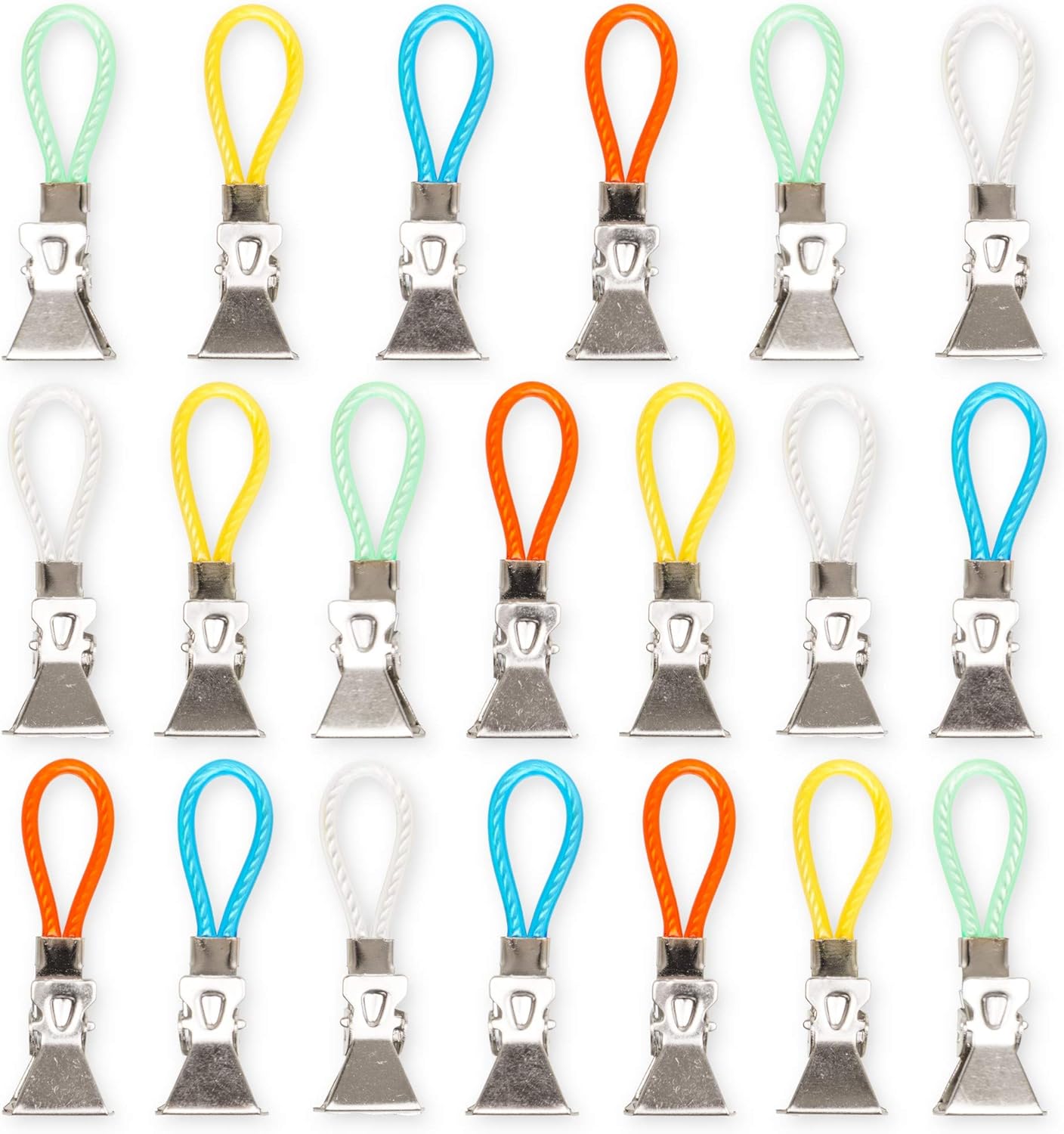 Aufhänger für Küchen Handtücher, 20er Pack, Handtuchhaken Set, geeignet für Topflappen und Geschirrtücher, Clips für Geschirrhandtücher, Handtuchklammer, 5 Farben Set, aus Metall, Camping Zubehör