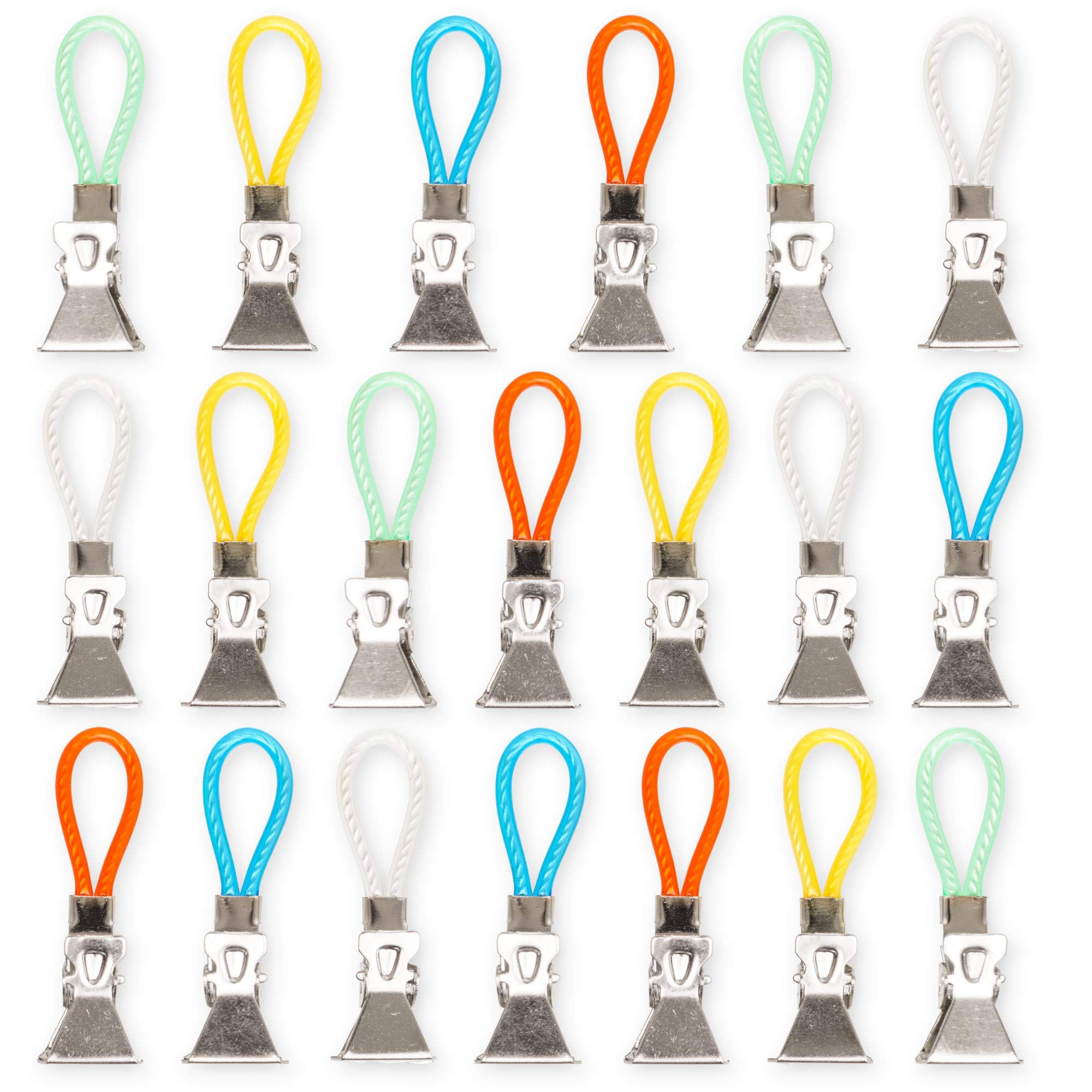 Hanger for Kitchen Towels, Pack of 20, Towel Hook Set, Suitable for Pot Holders and Tea Towels, Clips for Tea Towels, Towel Clip, 5 Colours Set, Metal, Camping Accessories