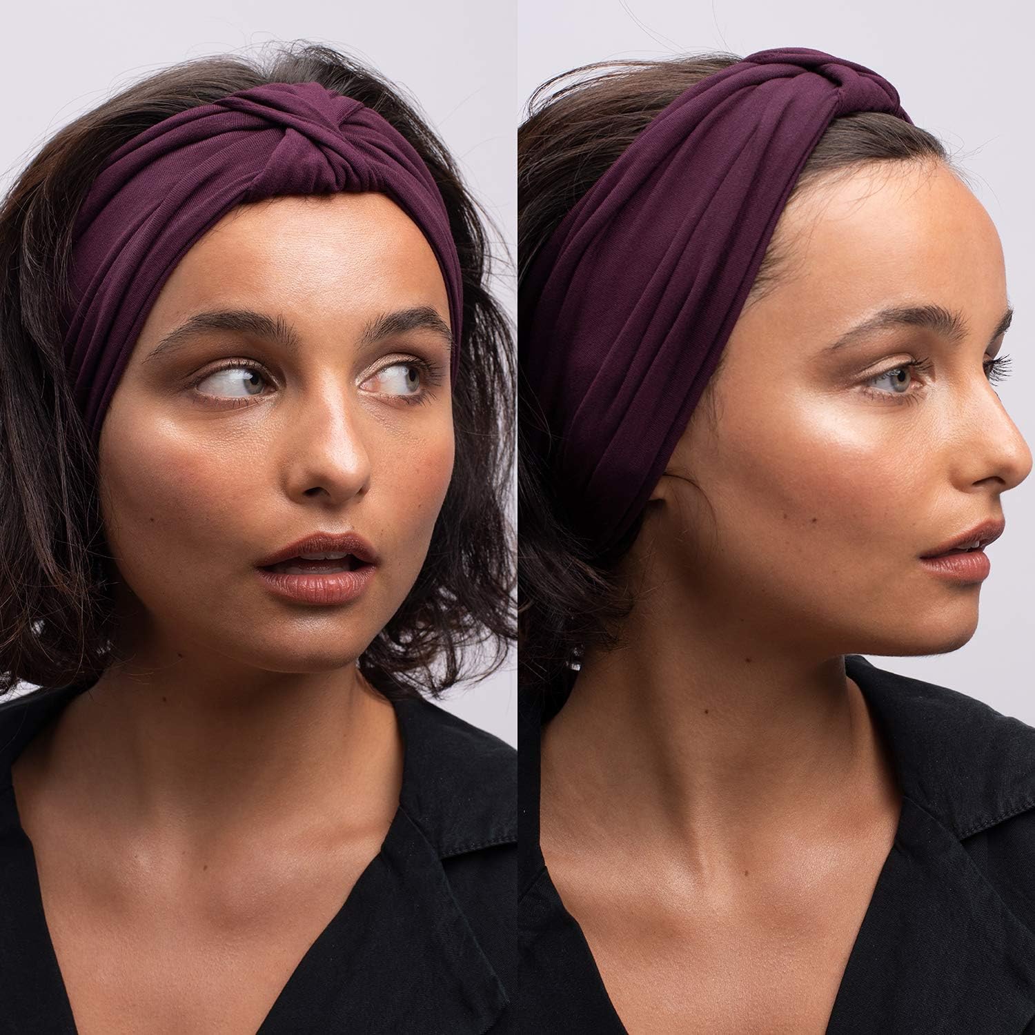 BLOM Original Headbands for Women. Wear for Yoga, Fashion, Working Out, Travel, or Running. Multi Style Design for Hair Styling and Active Living. Wear Wide Turban Knotted. (Vigneto): Clothing