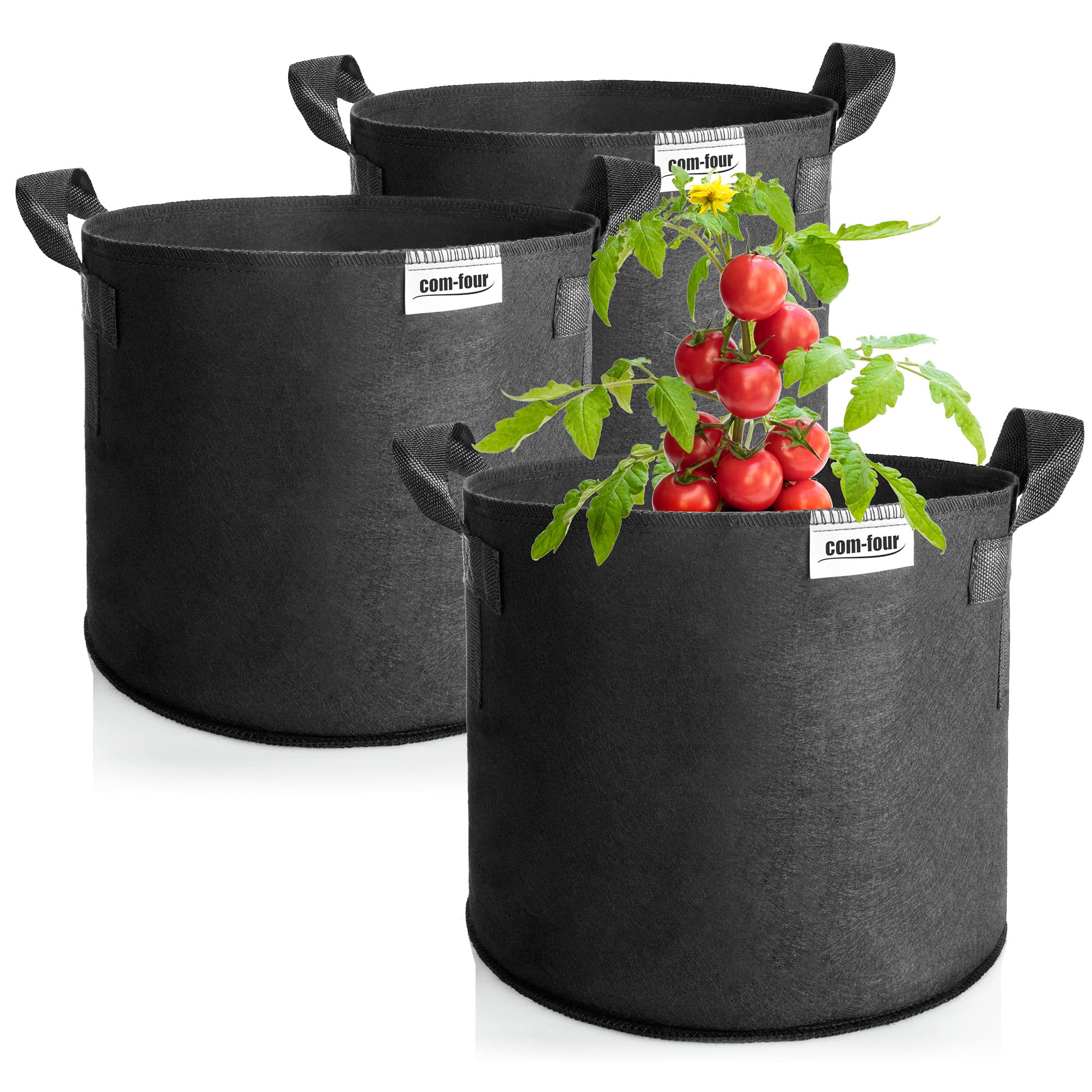 com-four® 3x 60 L plant sack for potatoes - Tomato tubs with handles - Plant bag - Tomato plant pot - Plant protection sack (60 L - 3 pieces)
