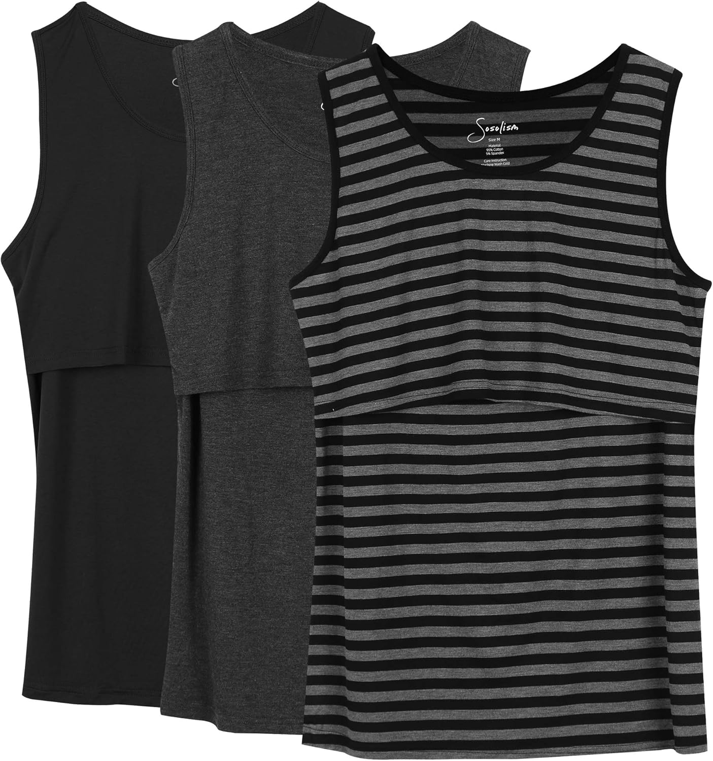 Sosolism 3 Pack Comfy Maternity Nursing Tank Tops Cami for Pregnant Women Breastfeeding Sleeveless Shirt Vest at  Women’s Clothing store