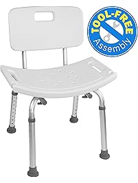 Medical Tool-Free Assembly Spa Bathtub Adjustable Shower Chair Seat Bench with Removable Back