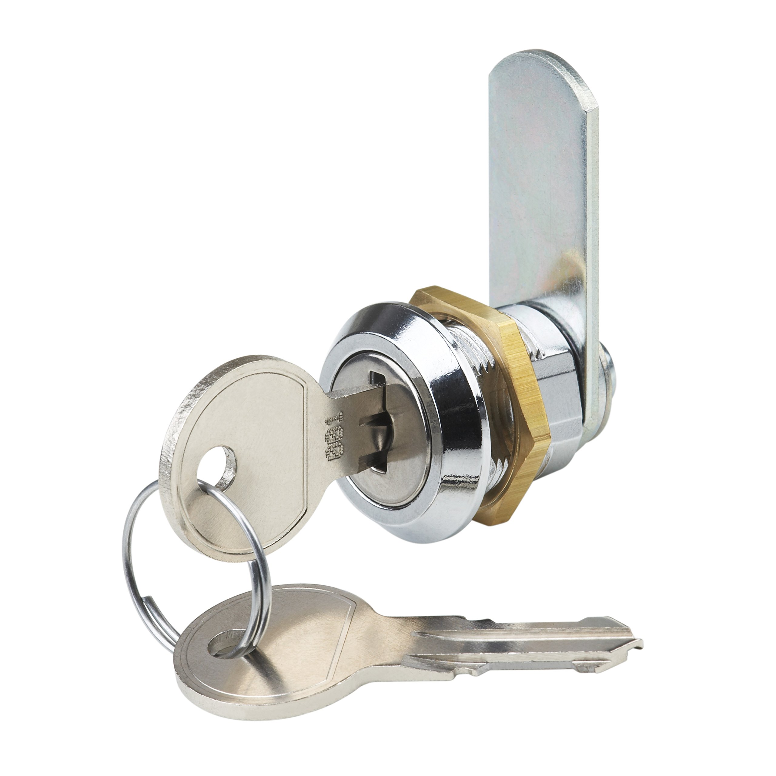 Metafranc Cylinder cam Lock, Drilling Dimension 19 mm, keyed Alike, Locking Path 180°, Chrome-Plated Metal, incl. 2 Keys/letterbox Lock/Cabinet Lock/Door Lock/Furniture Lock / 340396