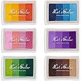 Craft Ink Pad, Set of 6 Washable DIY Stamp Ink Pads for Kids, 24 Colors