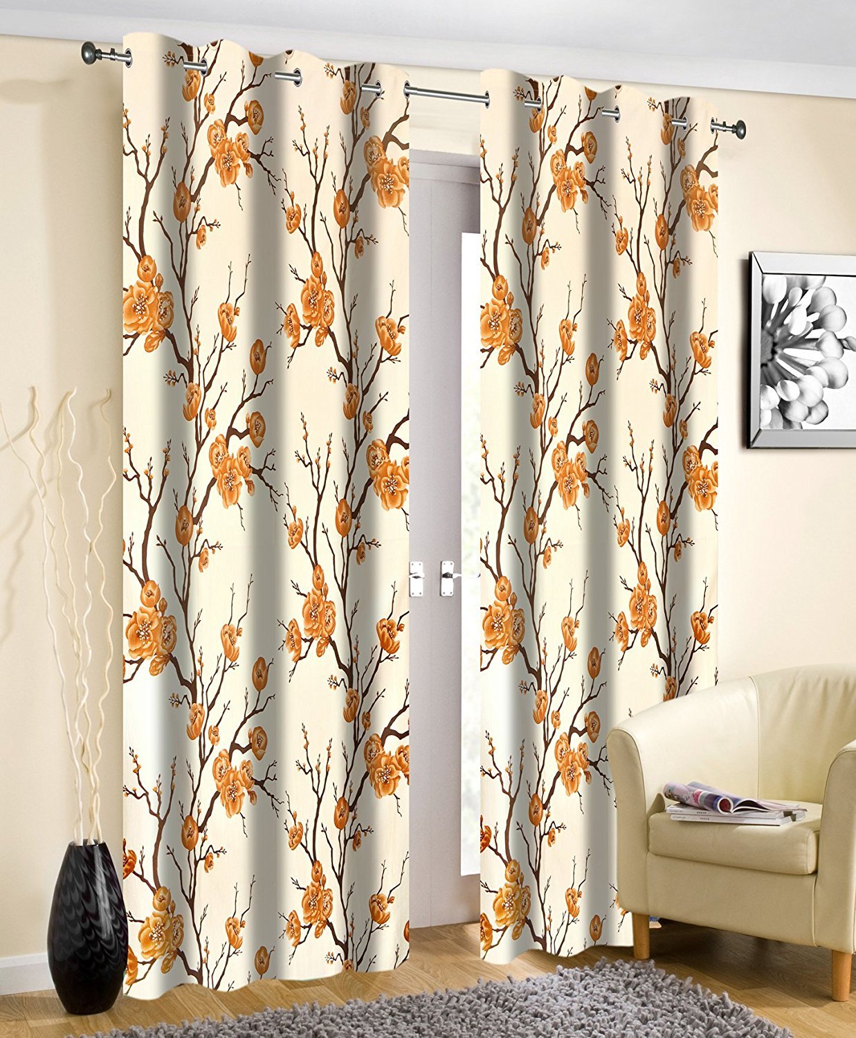 Curtains - Premium Curtains for Door 2 Pc (Two) Size 4 Feet x 7 Feet by Weave Well