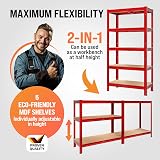 Monzana 5 Tier Heavy Duty Garage Shelving Unit Red Galvanised Steel Storage view 5