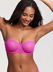 DOBREVA Women's Mesh Strapless Bra Sheer Unlined