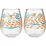 Enesco Designs by Lolita Fish Out of Water Acrylic Stemless Wine Glasses, Set of 2, 17 oz.