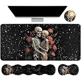 Dikoer 4Pcs Memory Foam Keyboard Wrist Rest Desk Mat Set, Skull | Gaming Desk Mat 31.5