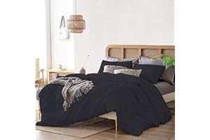 Olivia Rocco Duvet Cover Super King Plus Size 120" x 120" Inch, 1000 Thread Count Soft 100% Egyptian Cotton 1Pcs (1 Duvet Cover) Zipper Closure & Corner Ties, Black Solid