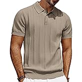 PJ PAUL JONES Mens Polo Shirts Short Sleeve Textured Knit Polo Shirt Ribbed Casual Golf Shirts