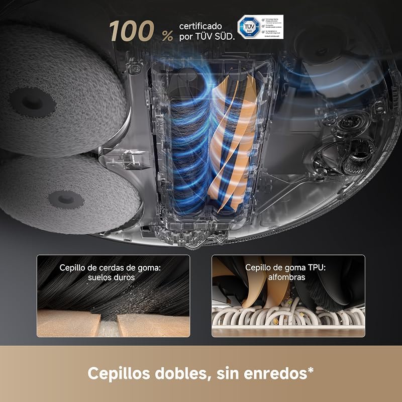 L50 Pro Ultra Robot Aspirador y Fregasuelos, 19500 Pa, Autolimpieza de la Mopa, Detección de Obstáculos Inteligente, Limpieza con Agua Caliente a 75°, Robot Aspitador con Cámara para Mascotas