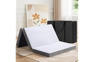 MASVIS Trifold Mattress, 4 Inch Memory Foam Foldable Mattress with Washable Cover, Tri-Folding Floor Bed for Camping, Full