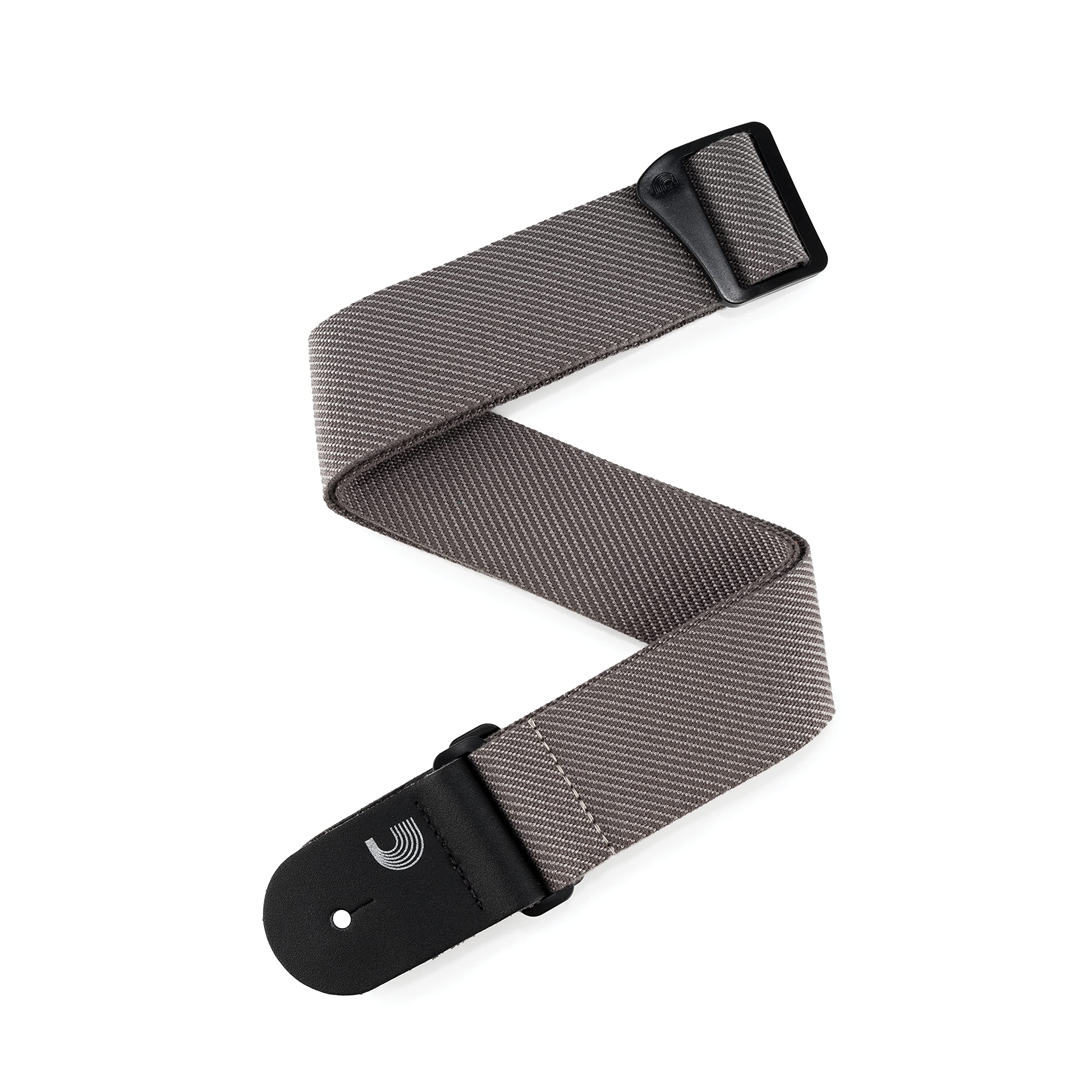 D'Addario Classic Tweed Grey Guitar Strap - Adjustable 35" to 59.5" - Leather and Denim - Electric, Acoustic, Bass Guitar Strap
