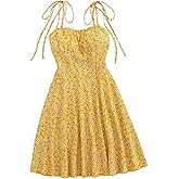 Floerns Women's Plus Size Floral Tie Shoulder Cami Dress Sleeveless Flared Mini Dresses