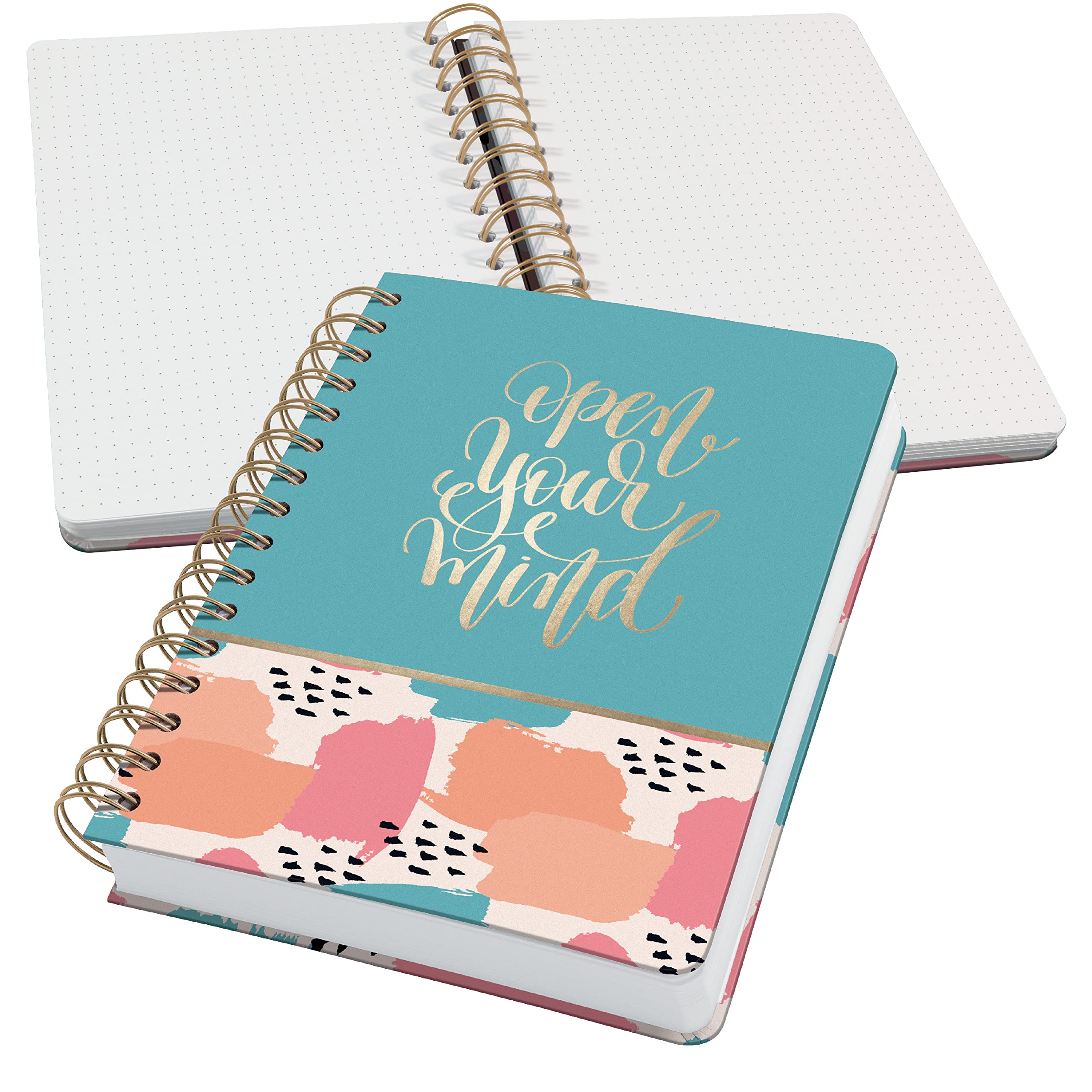 SIGEL JN611 Spiral notebook premium, A5, dotted, hardover, brush marks pattern, pastel/Green/Orange/Pink - Jolie