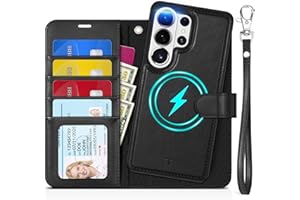 TUCCH Detachable Wallet Case for Galaxy S26 Ultra 2026, Removable RFID Blocking [4 Card Slots] Wrist Strap Wireless Charging 