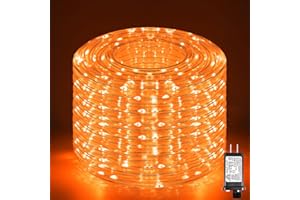 XmasBokeh Orange Halloween Lights, 100FT 300 LED Rope Lights for Outside Waterproof with 8 Modes, Connectable String Lights for Indoor Patio, Trampoline, Garden, Pool, Tree, Holiday Decorations