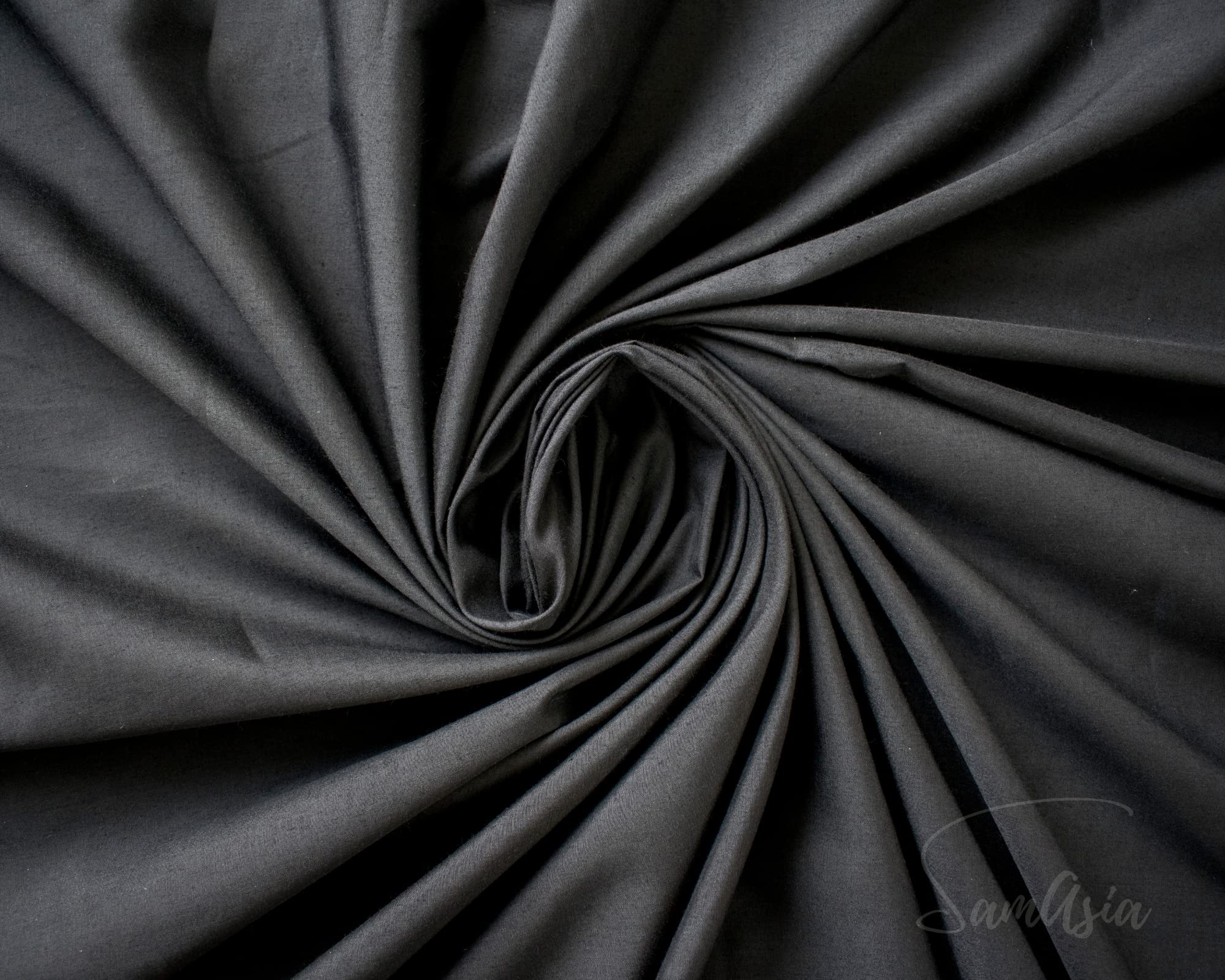 Plain Black Polycotton Fabric for Dressmaking, Art & Craft, Sewing, Quilting | 45'' - 115 cm Wide| Precut Length 1m
